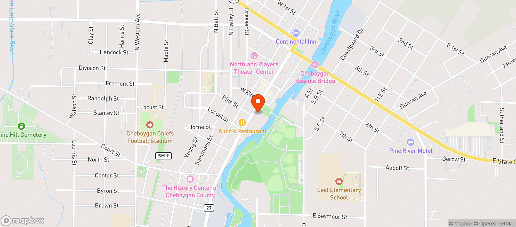 Map showing Meds Café
