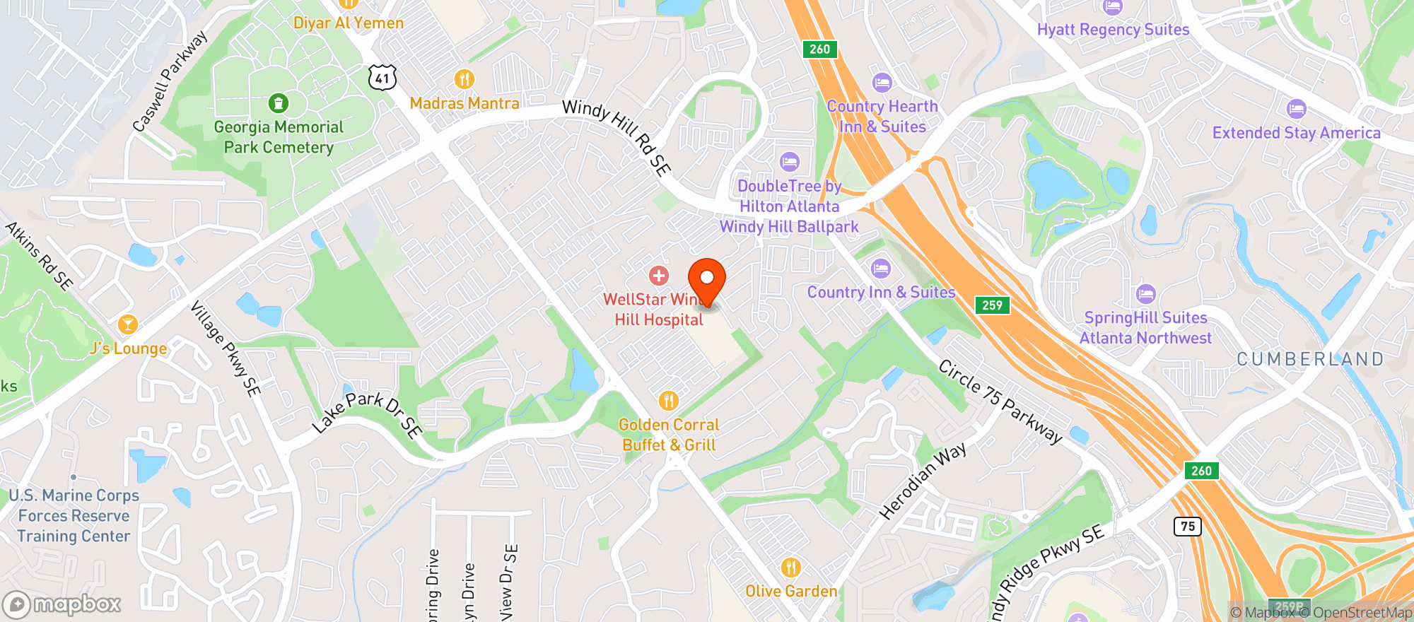 Map showing Target - Smyrna