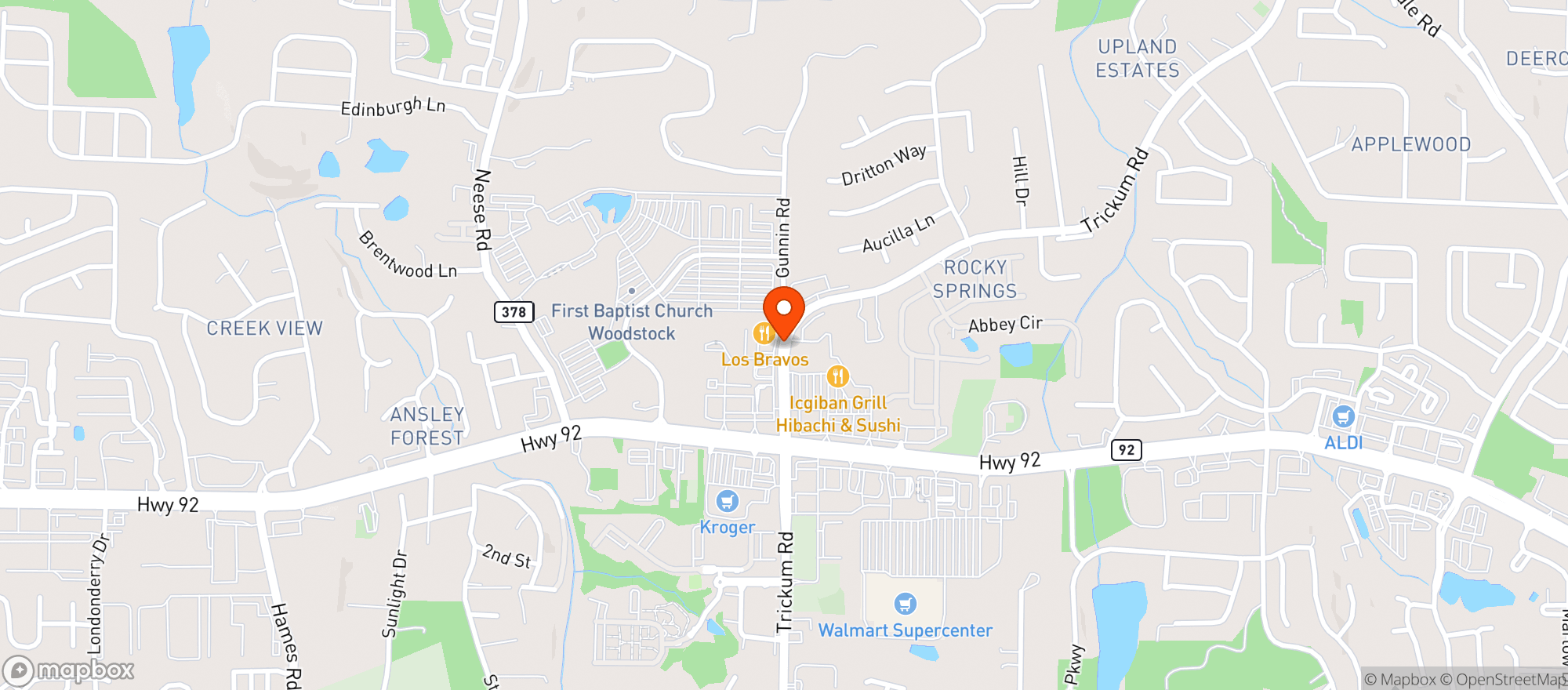 Map showing Los Bravos Mexican Restaurant