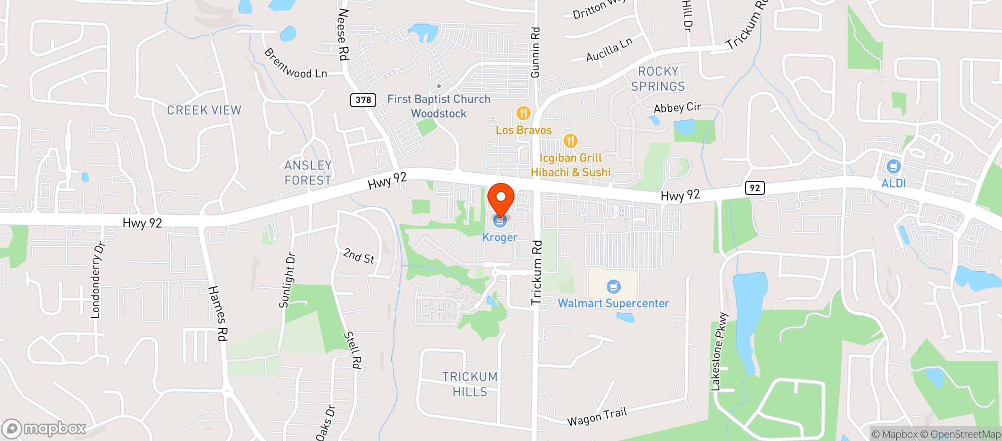 Map showing Kroger