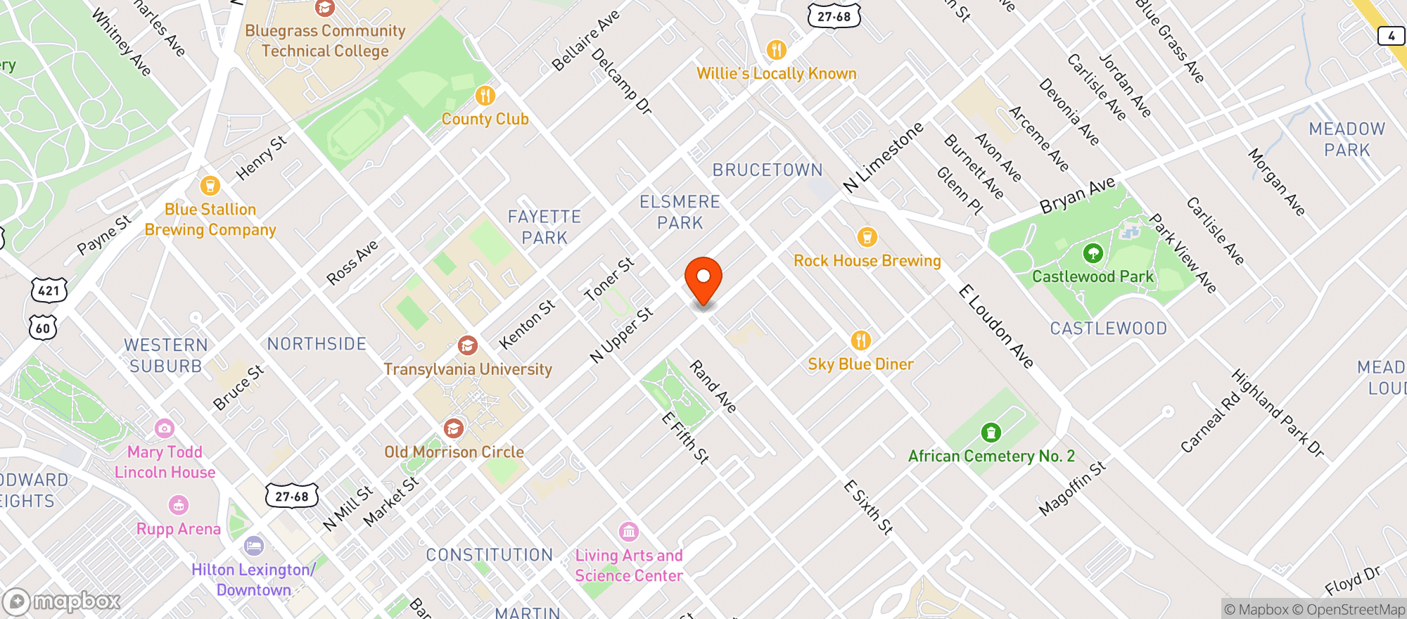 Map showing Al's Bar