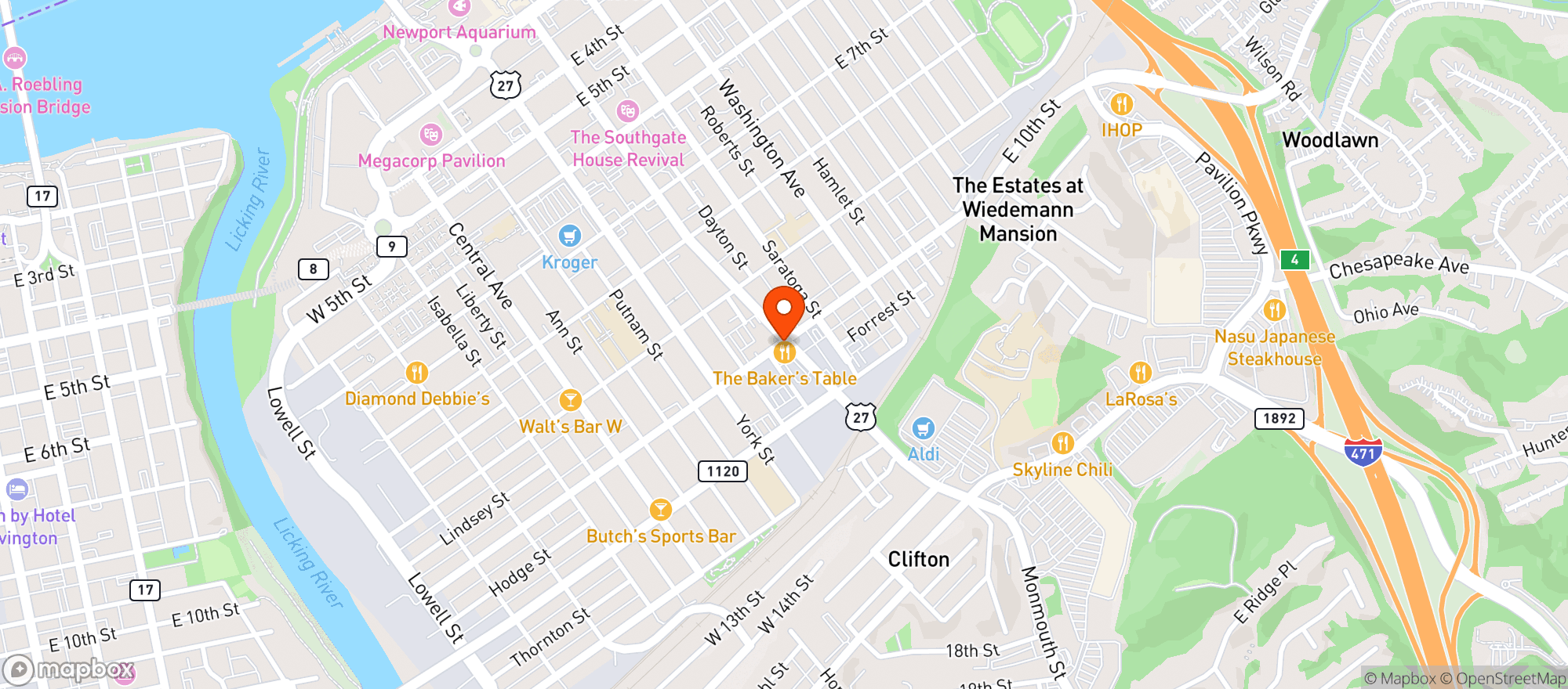 Map showing The Baker's Table