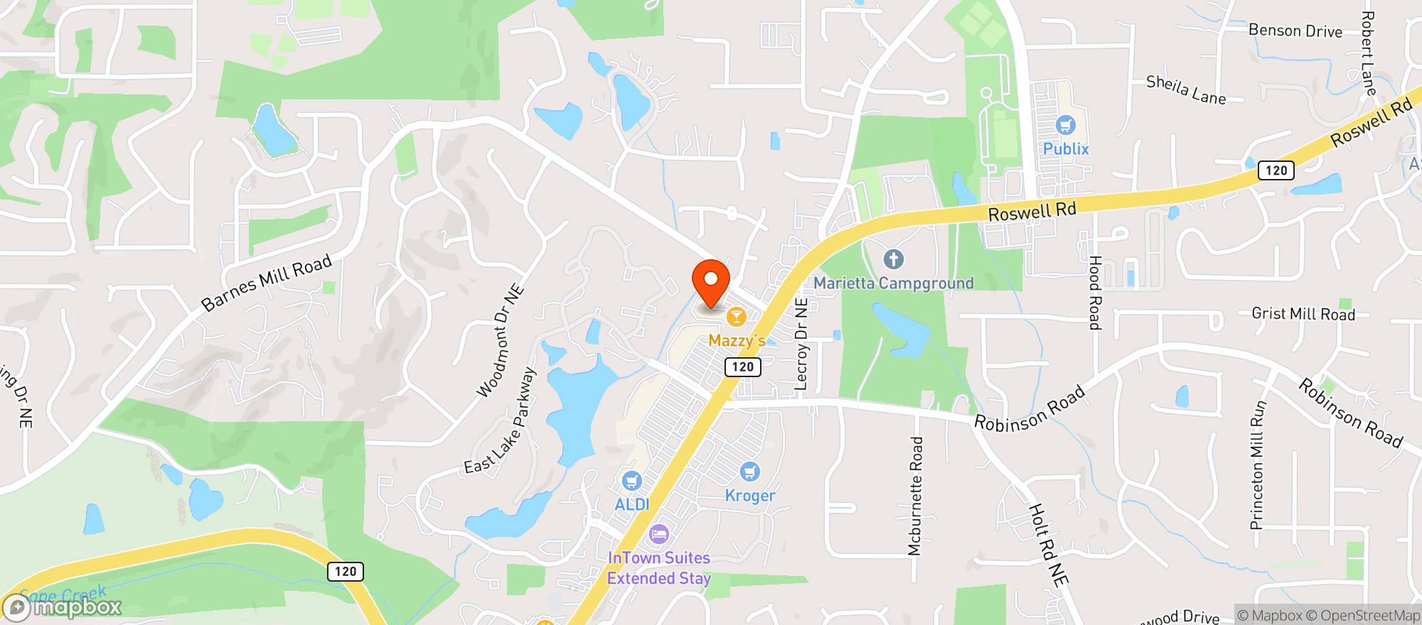 Map showing Mazzys Sports Bar & Grill