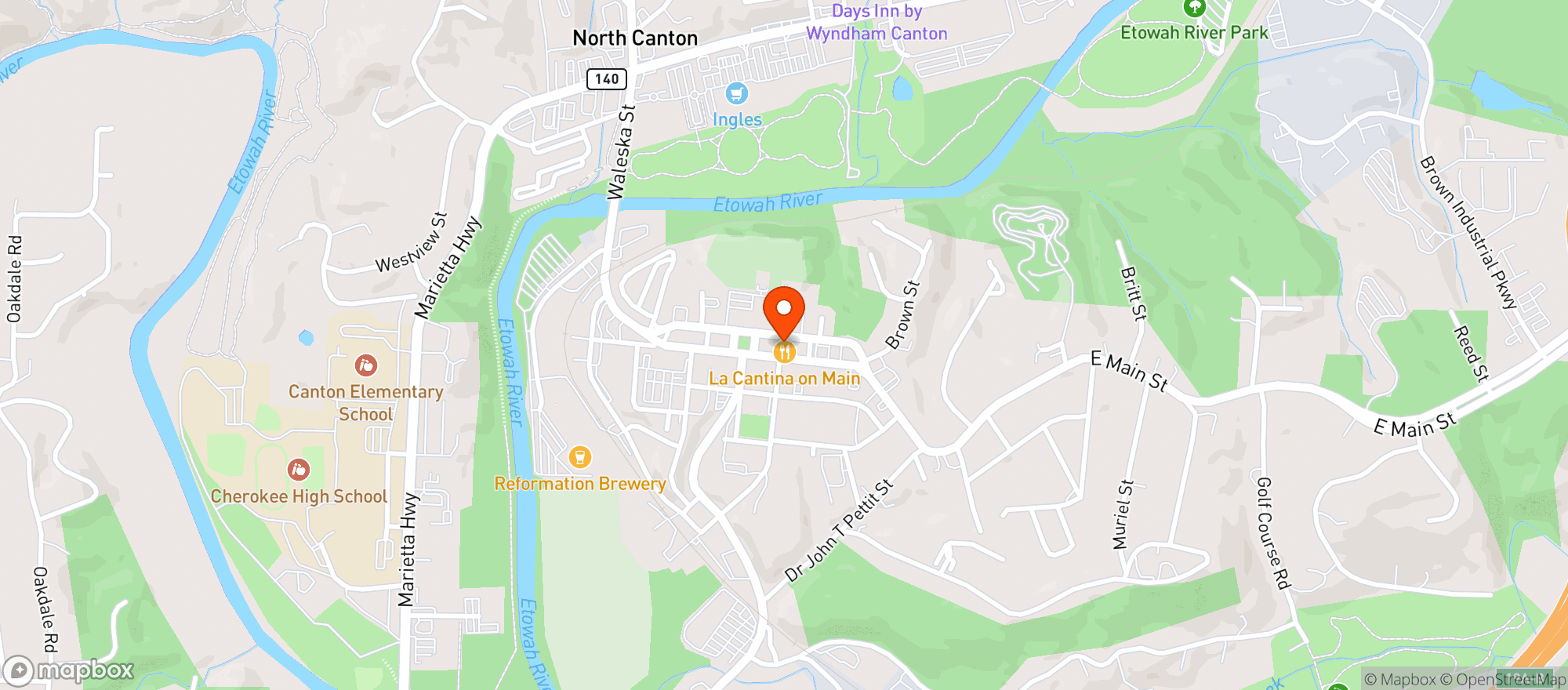 Map showing La Cantina On Main