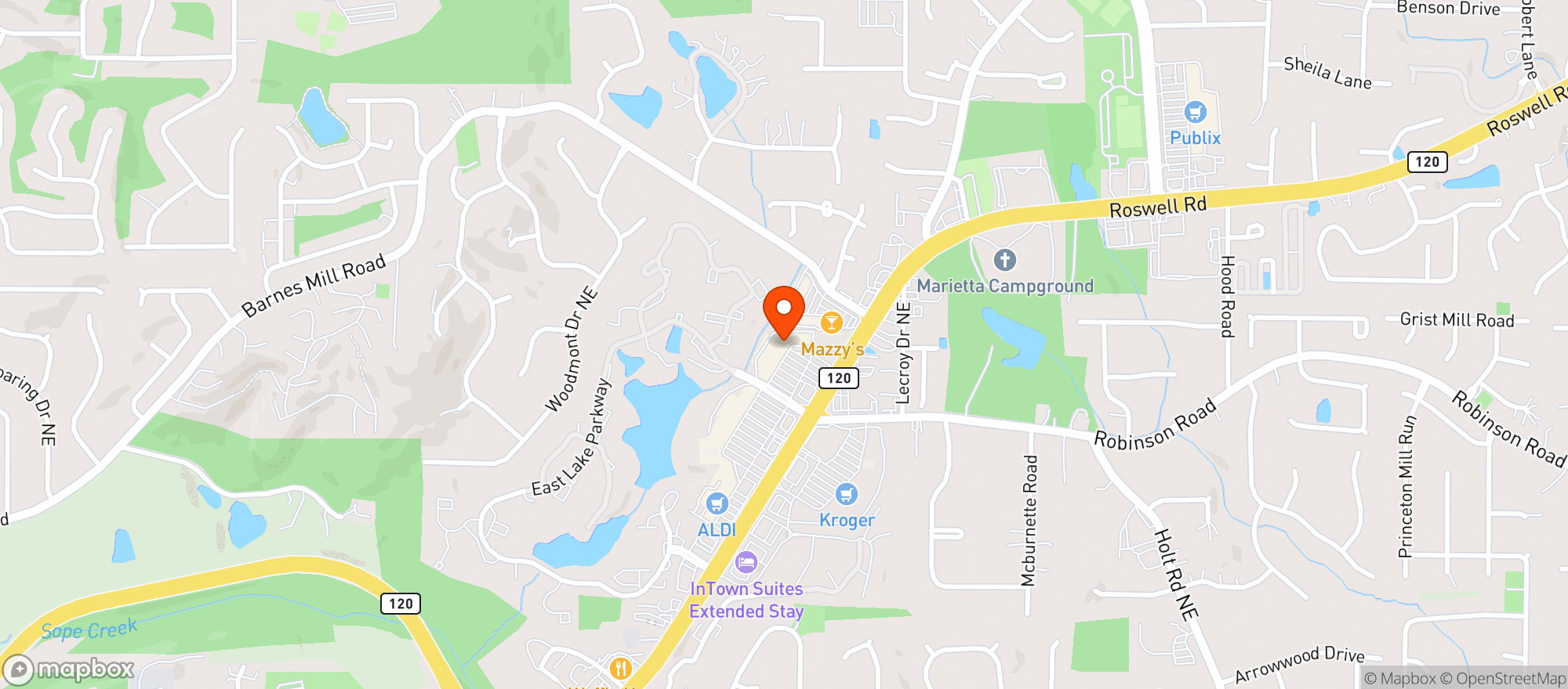 Map showing Door Dash