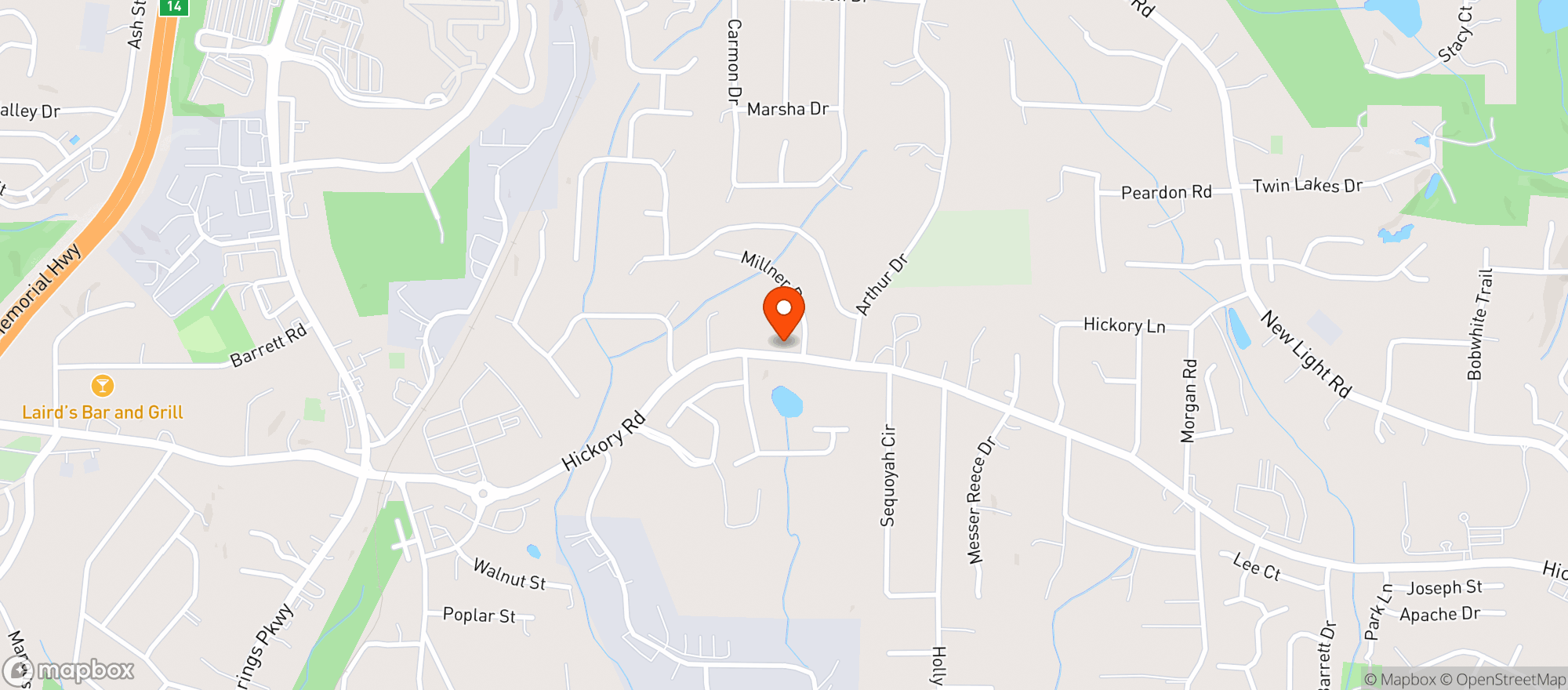 Map showing Hickory Road Market