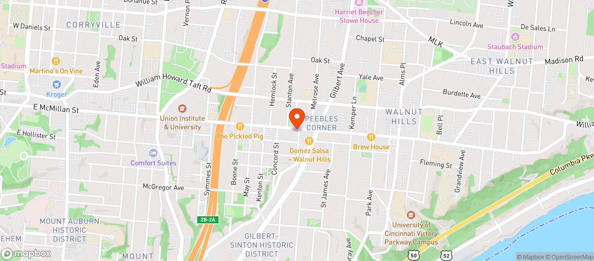 Map showing Market Wines Walnut Hills