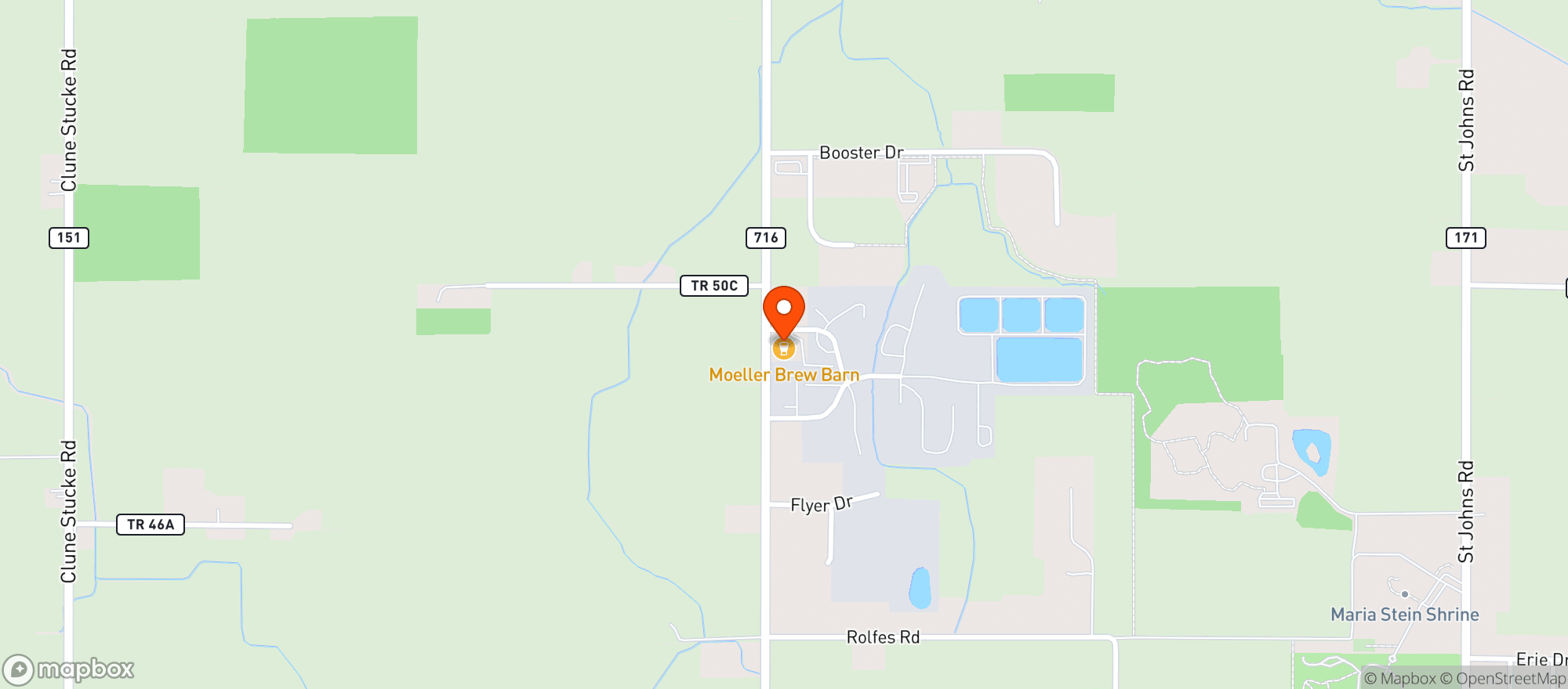 Map showing Moeller Brew Barn