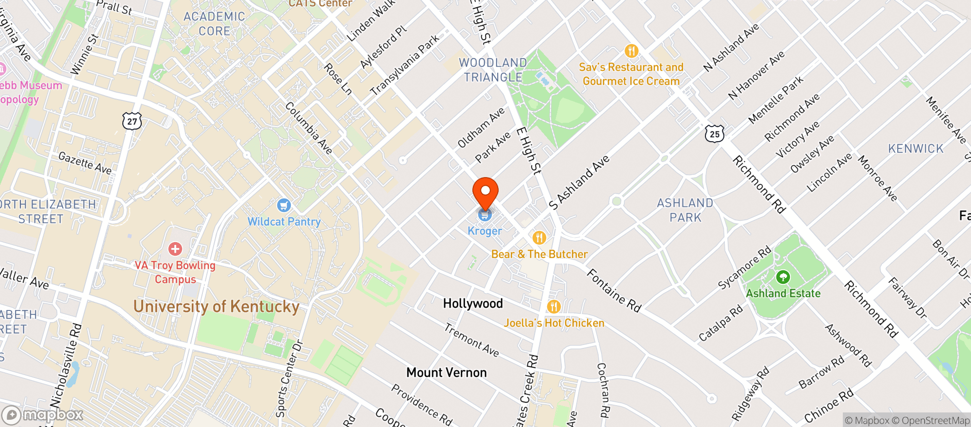 Map showing Kroger