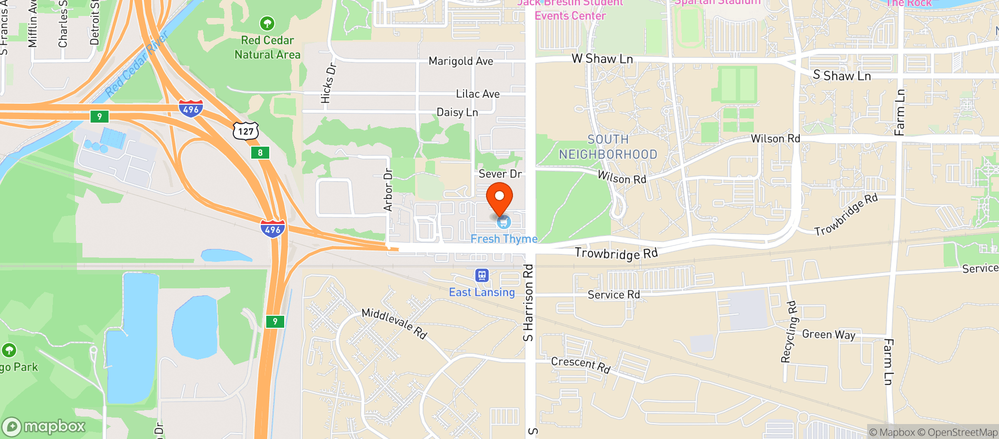 Map showing Fresh Thyme Farmers Market