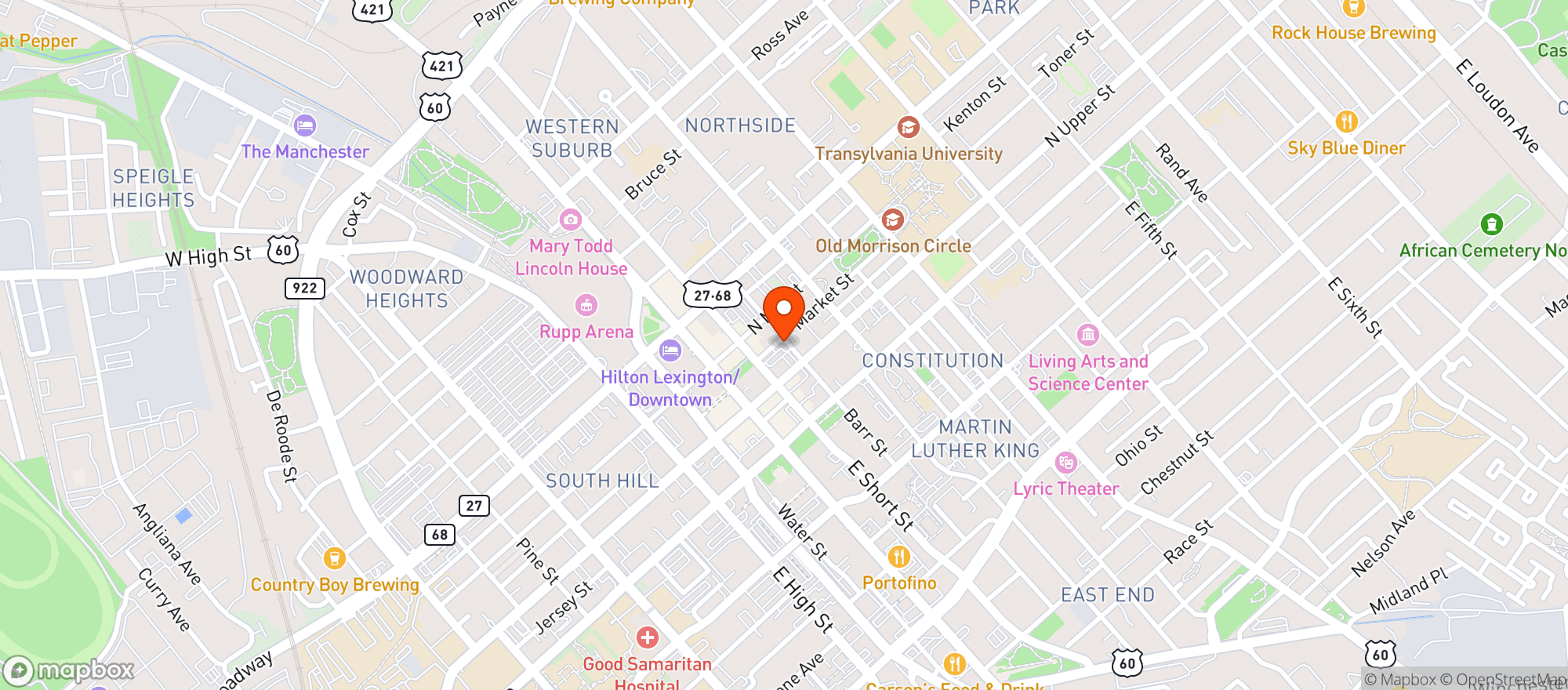 Map showing Belle's Cocktail House
