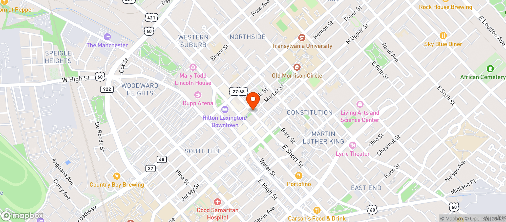 Map showing Dudley's on Short