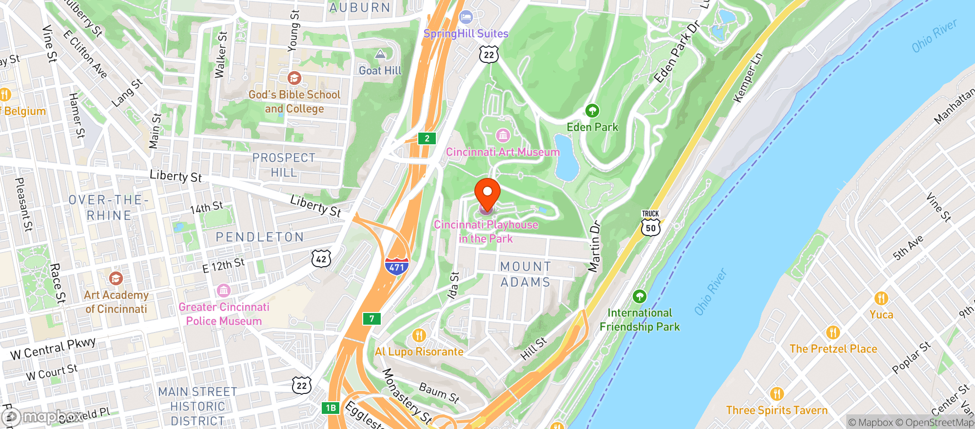 Map showing Playhouse In The Park
