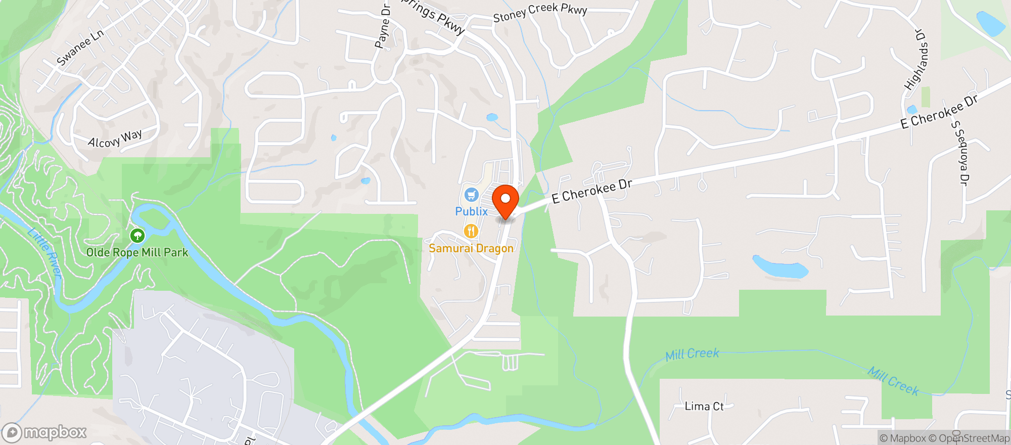 Map showing S & J Food Mart
