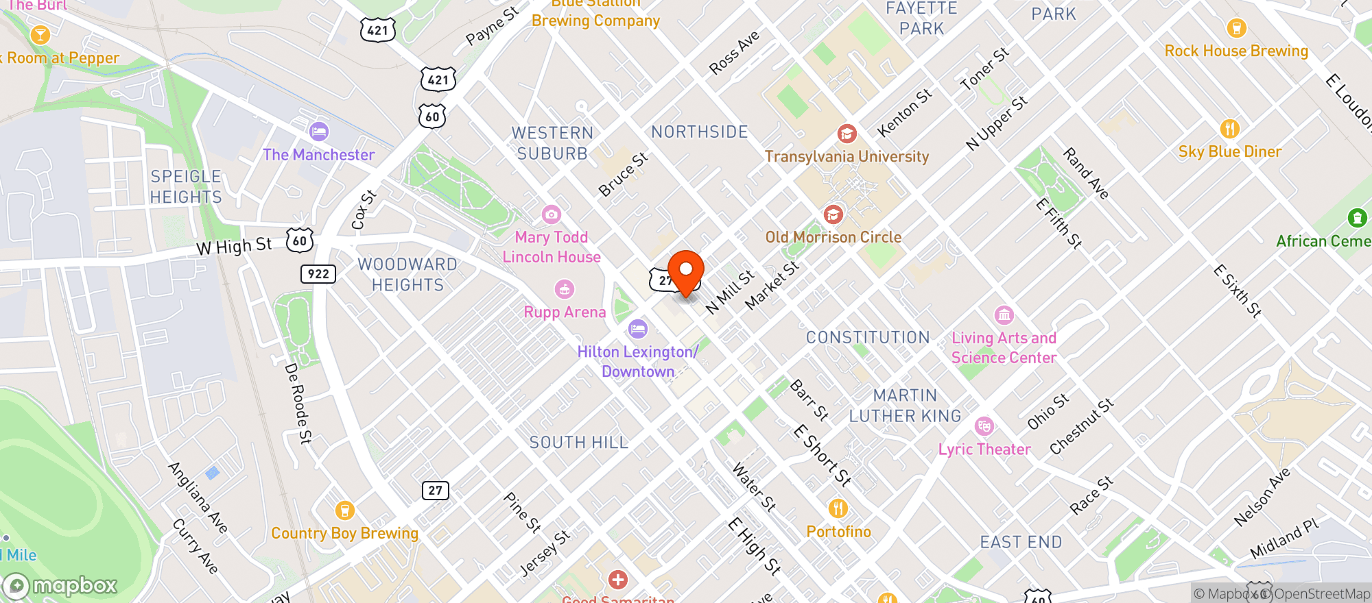 Map showing On The Rocks Liquor