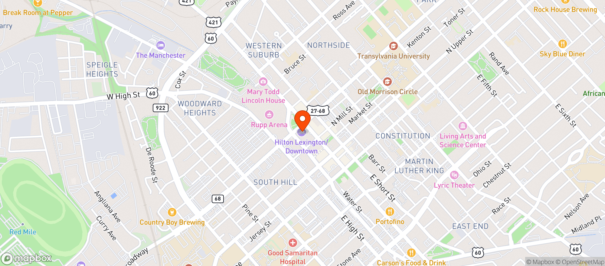 Map showing Hilton