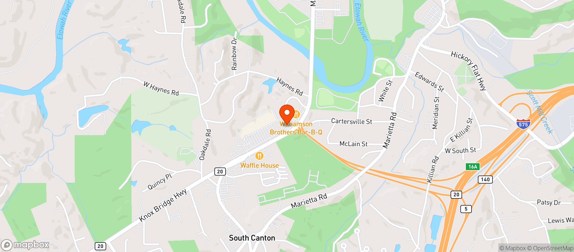 Map showing BP Food Mart