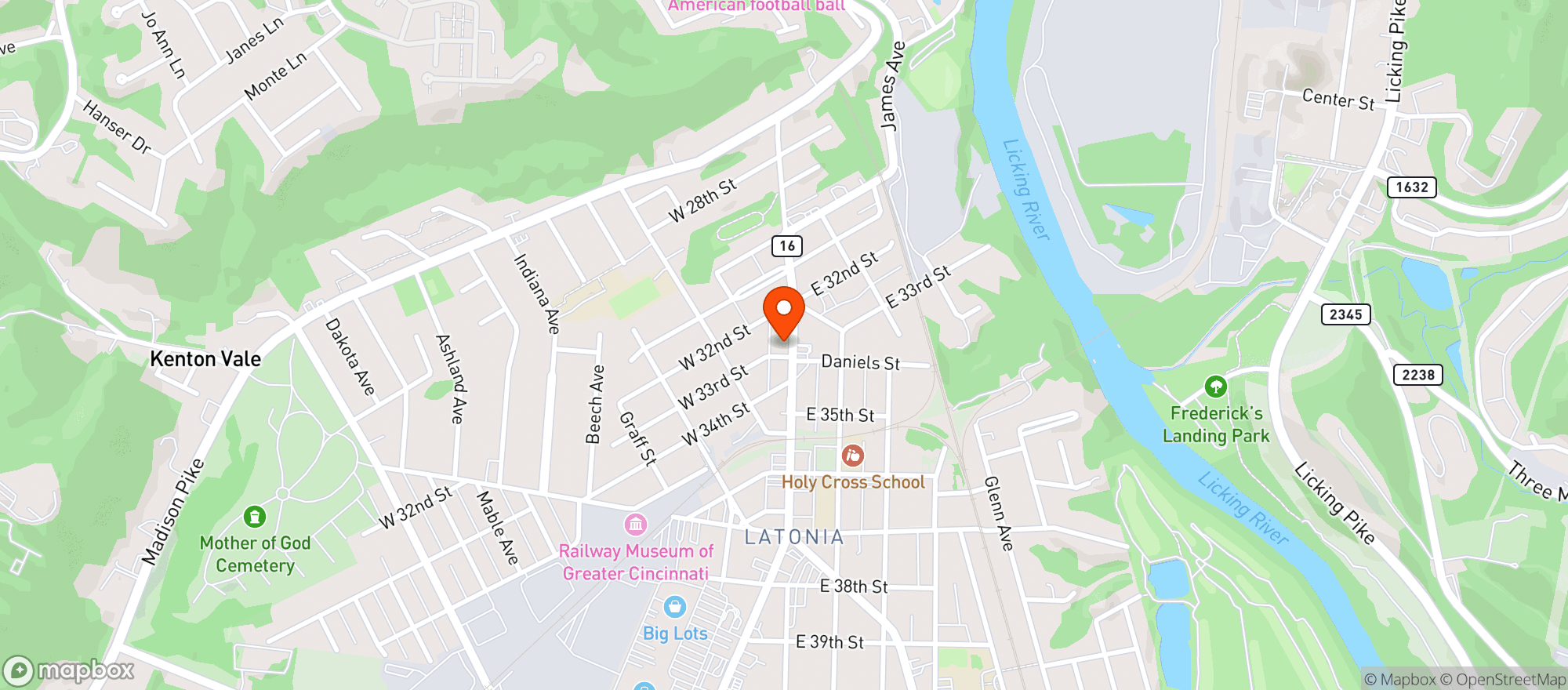 Map showing Latonia Liquors