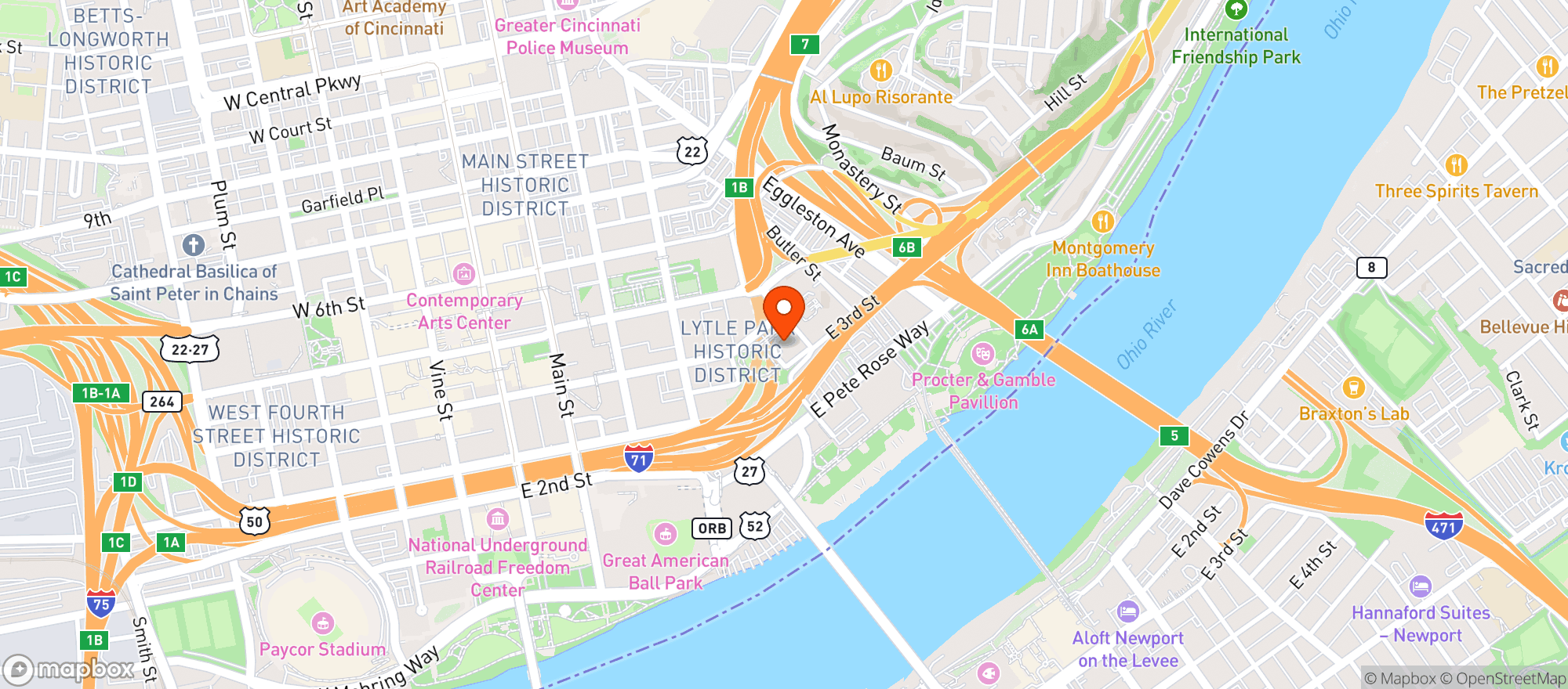 Map showing The Lytle Park Hotel, Autograph Collection