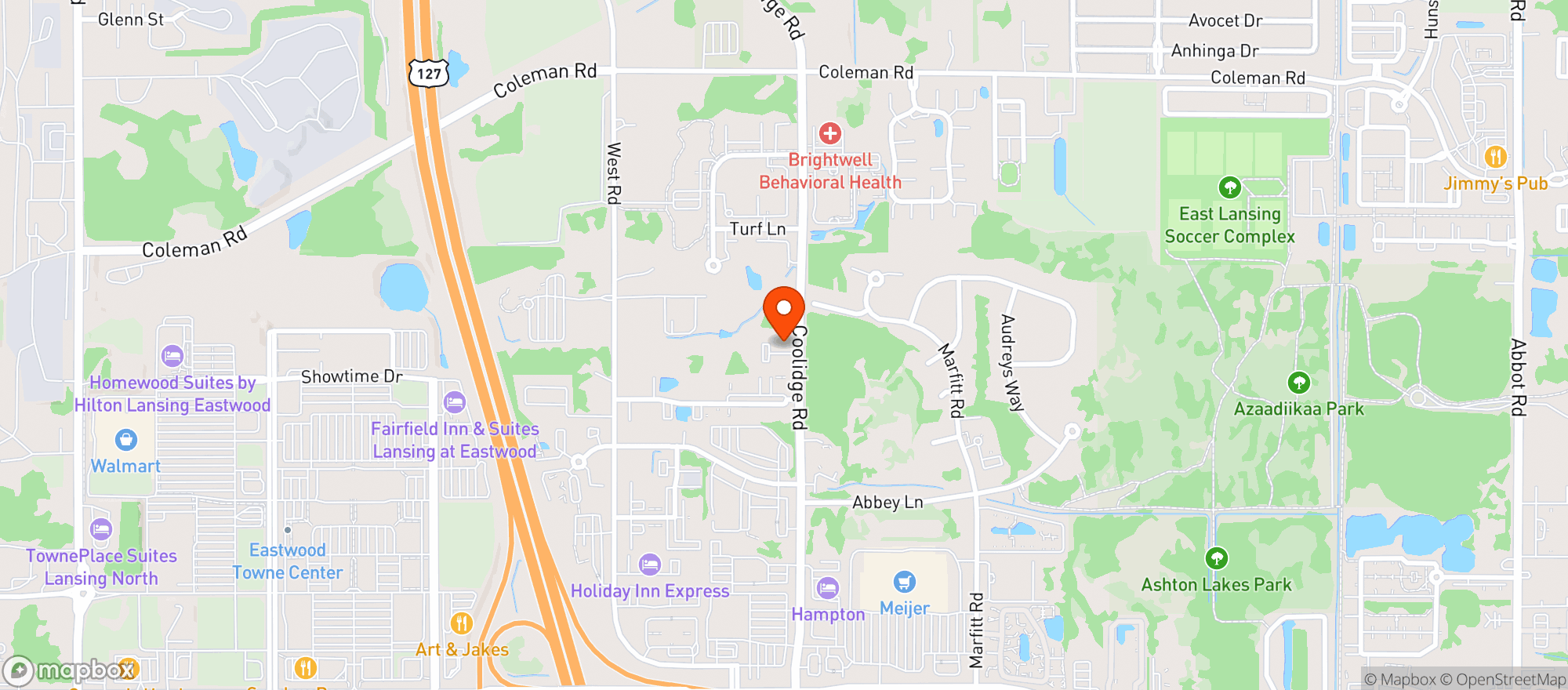 Map showing Skymint East Lansing