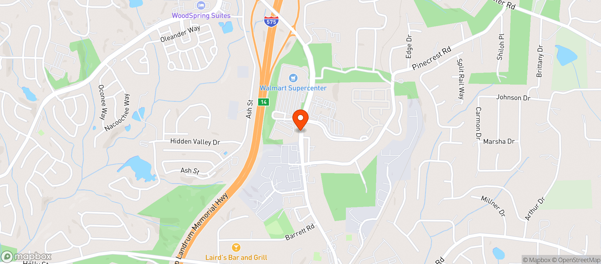 Map showing Las Palmas Mexican Restaurant