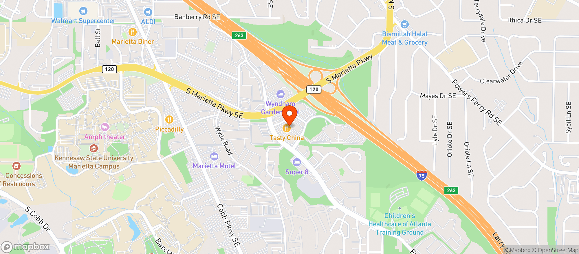 Map showing Ace Liquors