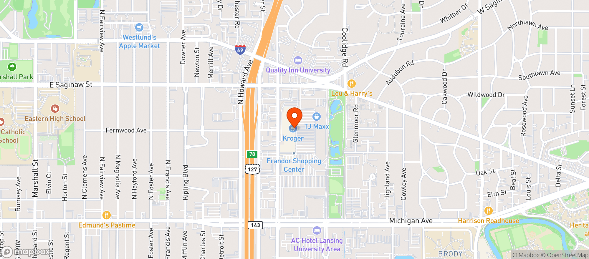 Map showing Kroger
