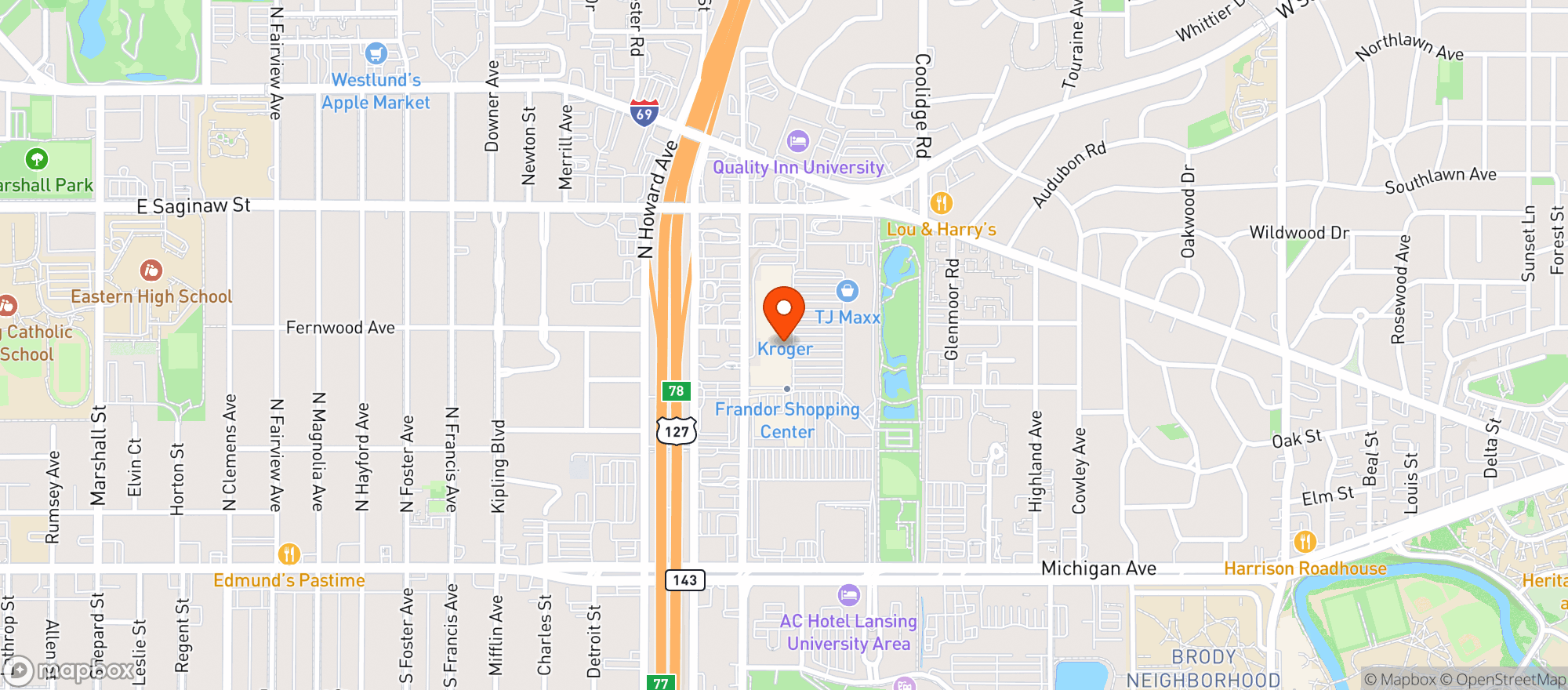 Map showing World Market Lansing