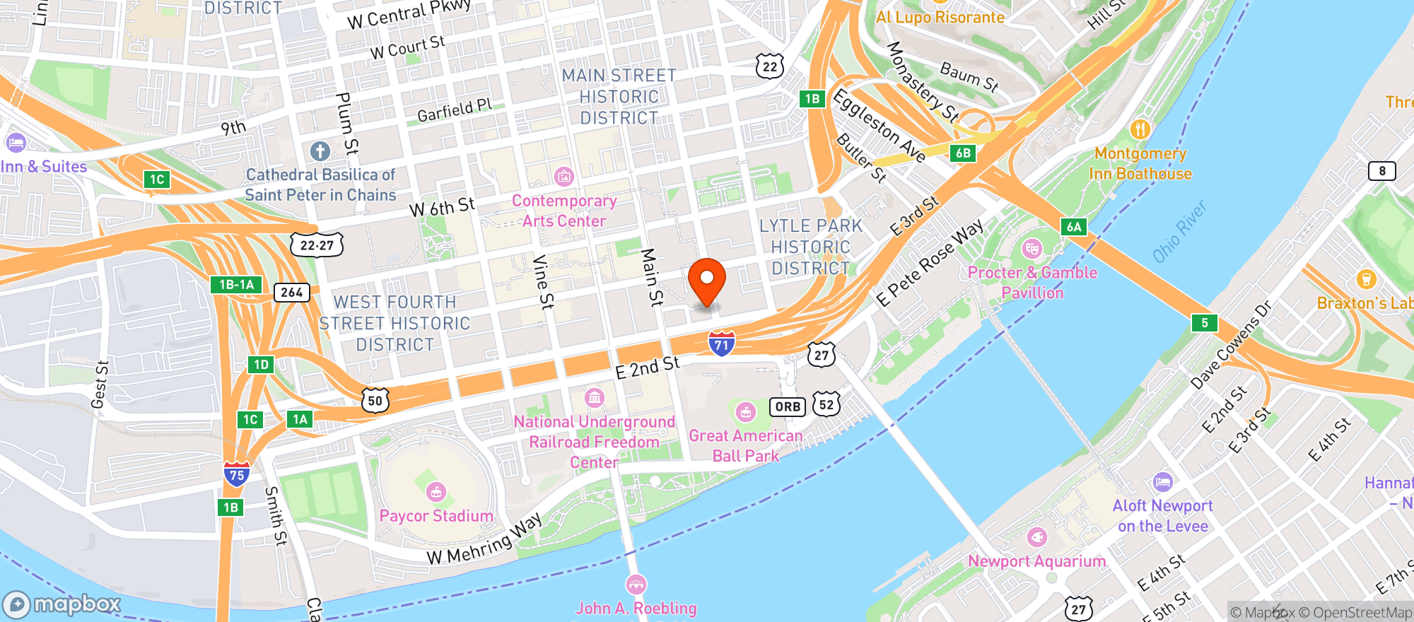 Map showing In Between Tavern