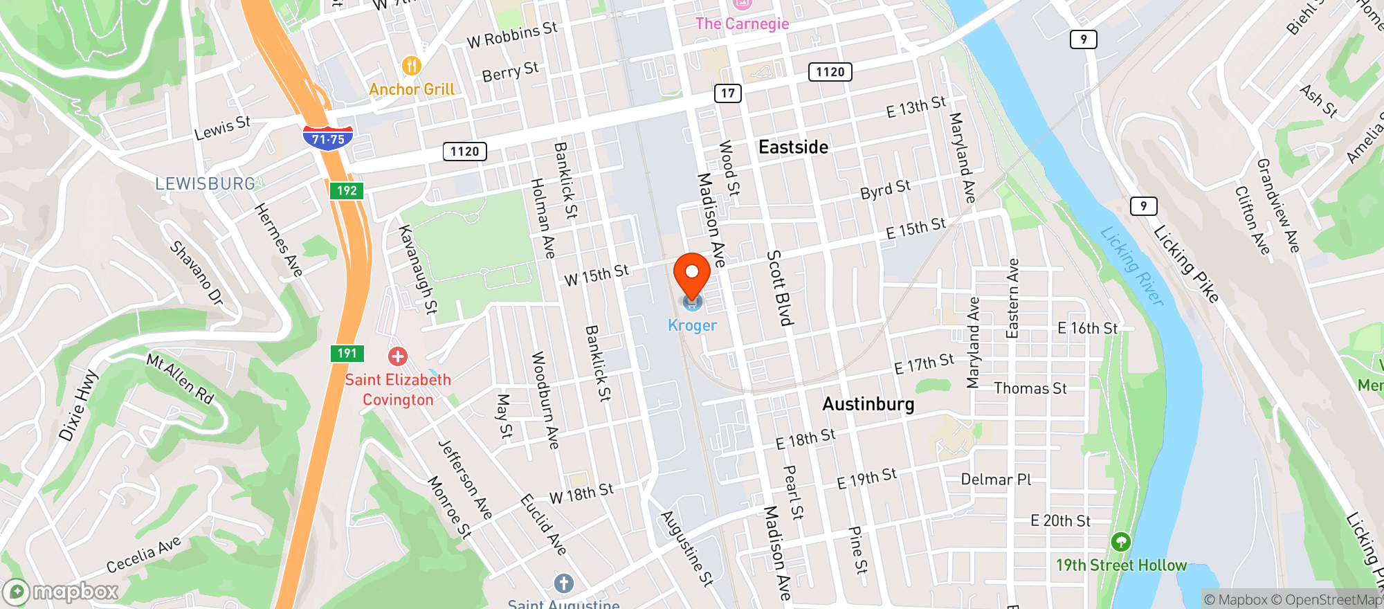 Map showing Kroger