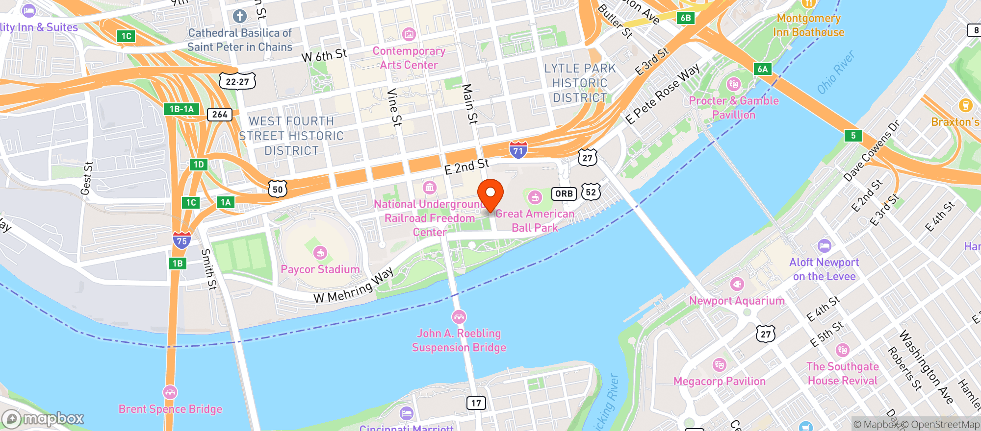 Map showing Moerlein Lager House