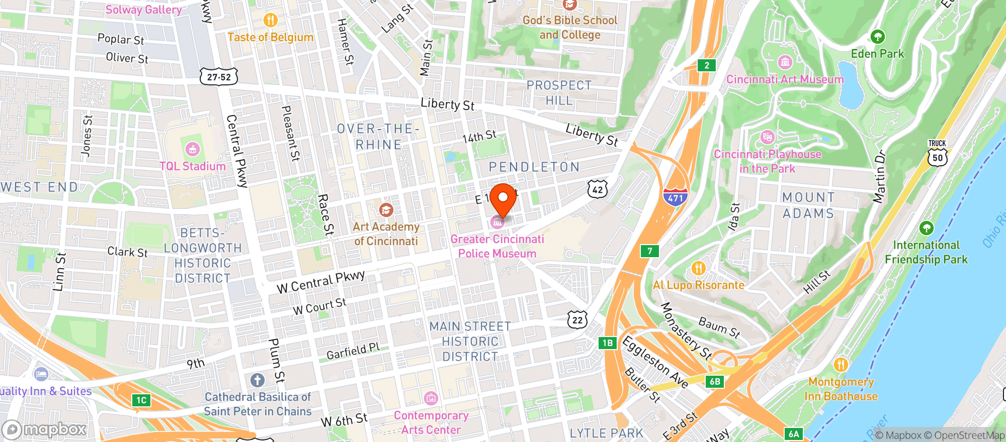 Map showing BrewDog Cincinnati