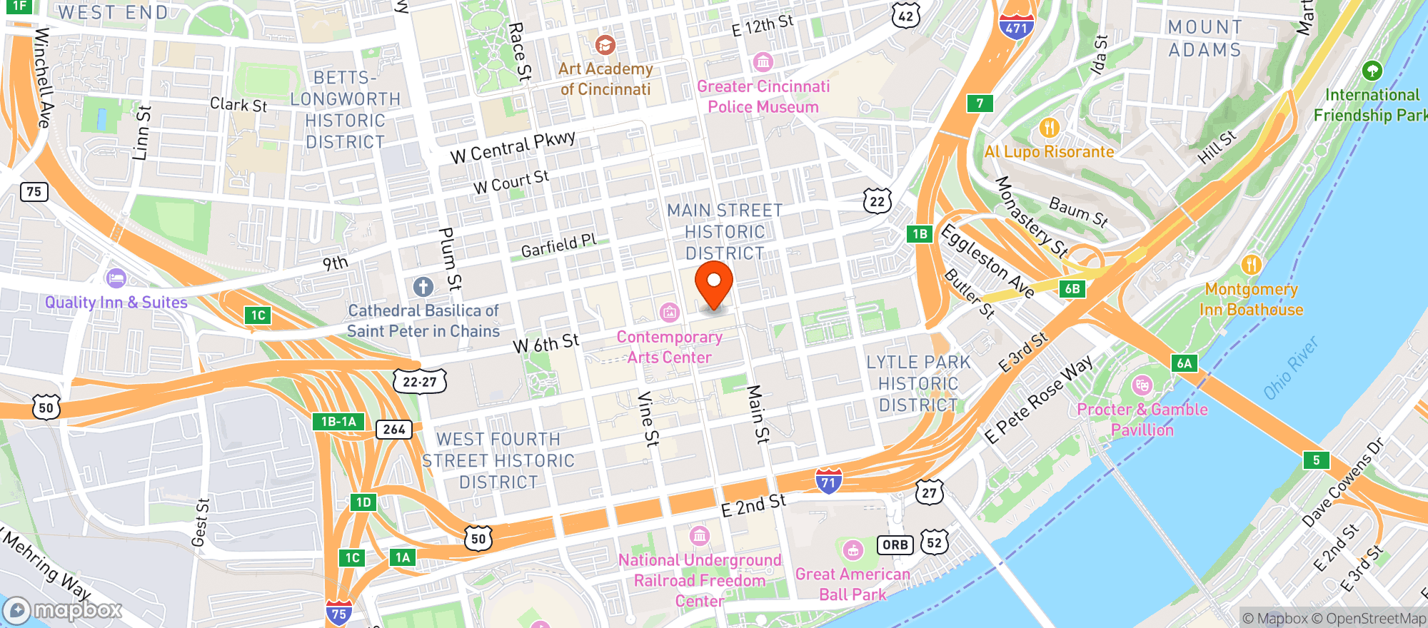Map showing Bourbons Craft Kitchen & Bar