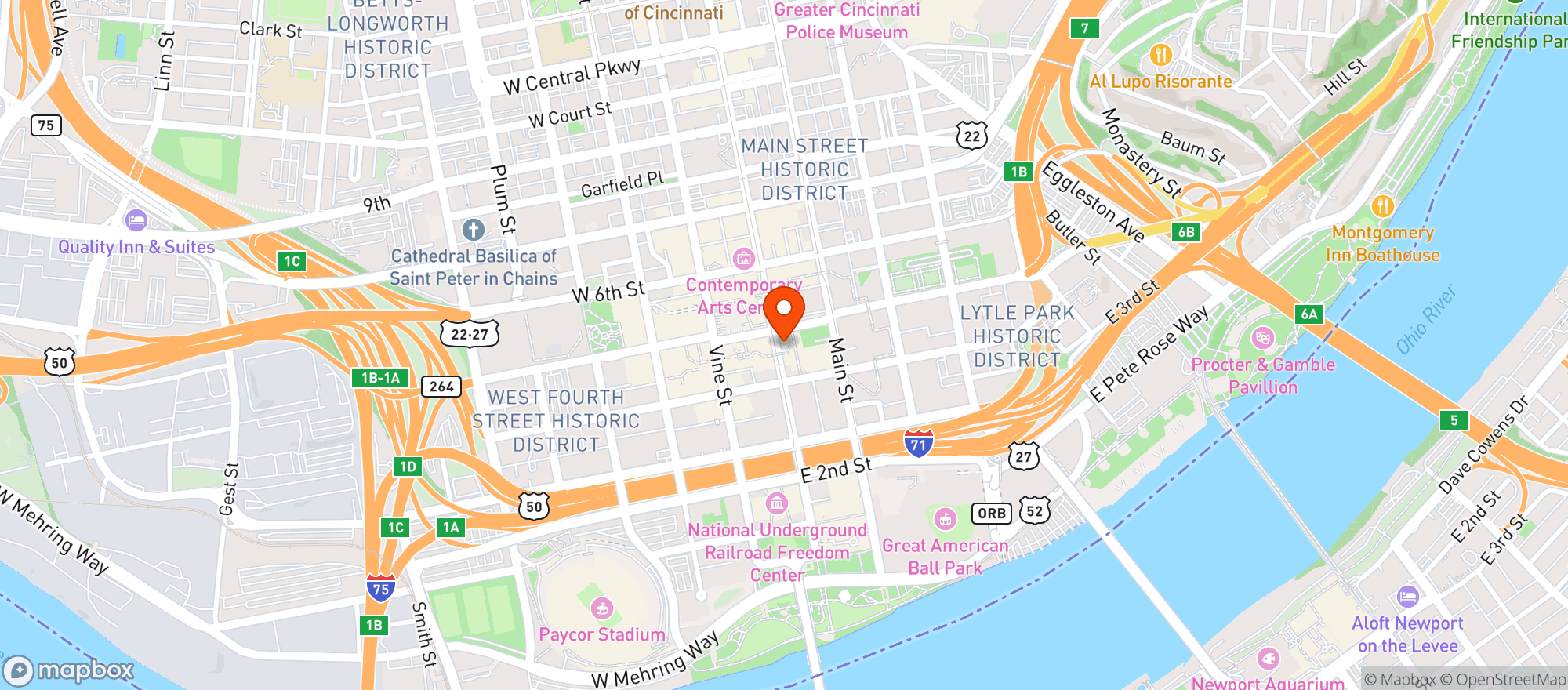 Map showing Queen City Wine & Spirits