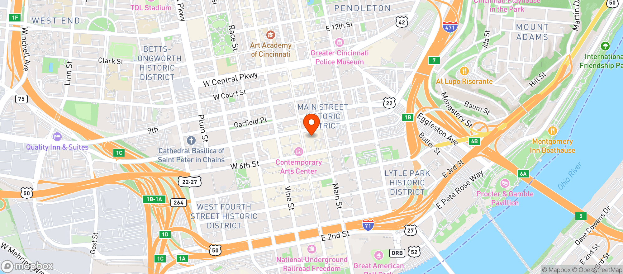 Map showing Aronoff Center The