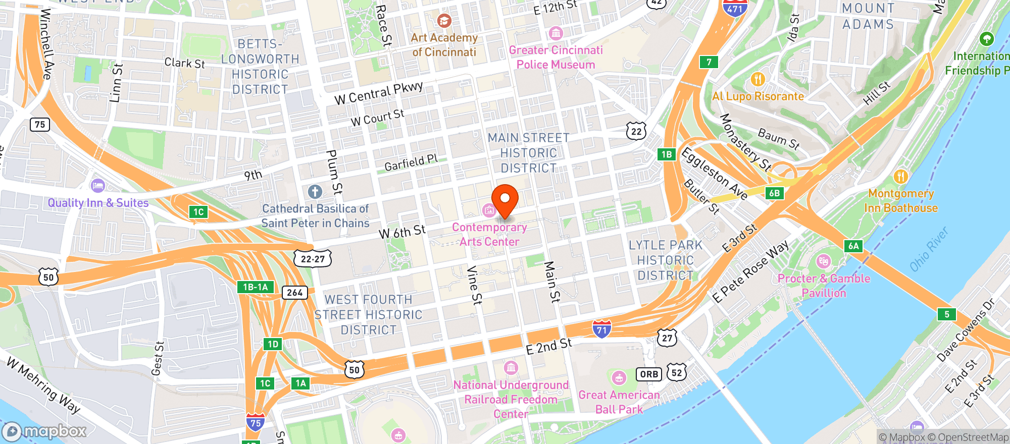 Map showing Mr Sushi Downtown