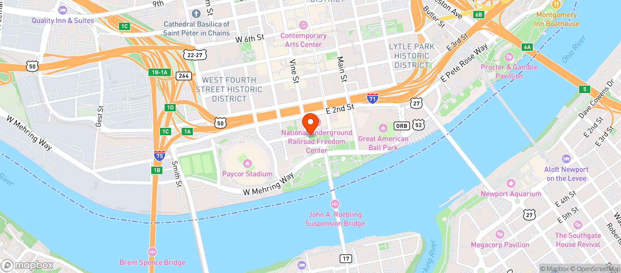 Map showing The Filson Queen City Kitchen & Bar