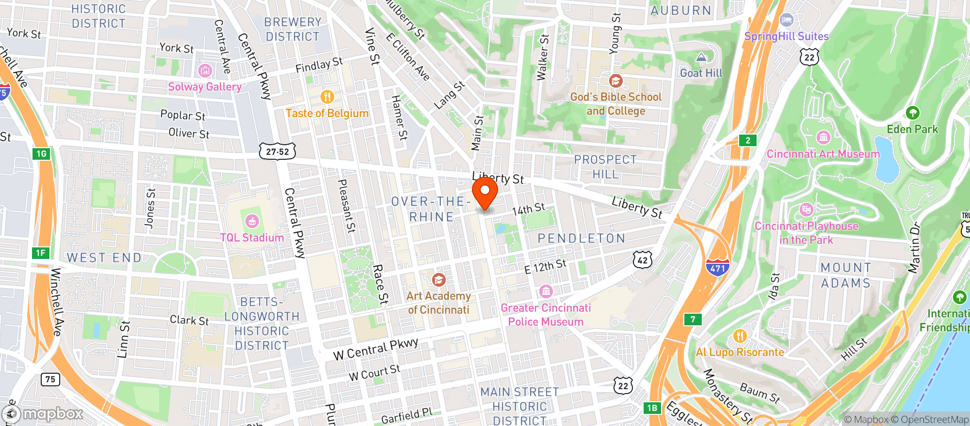 Map showing Woodward Theater