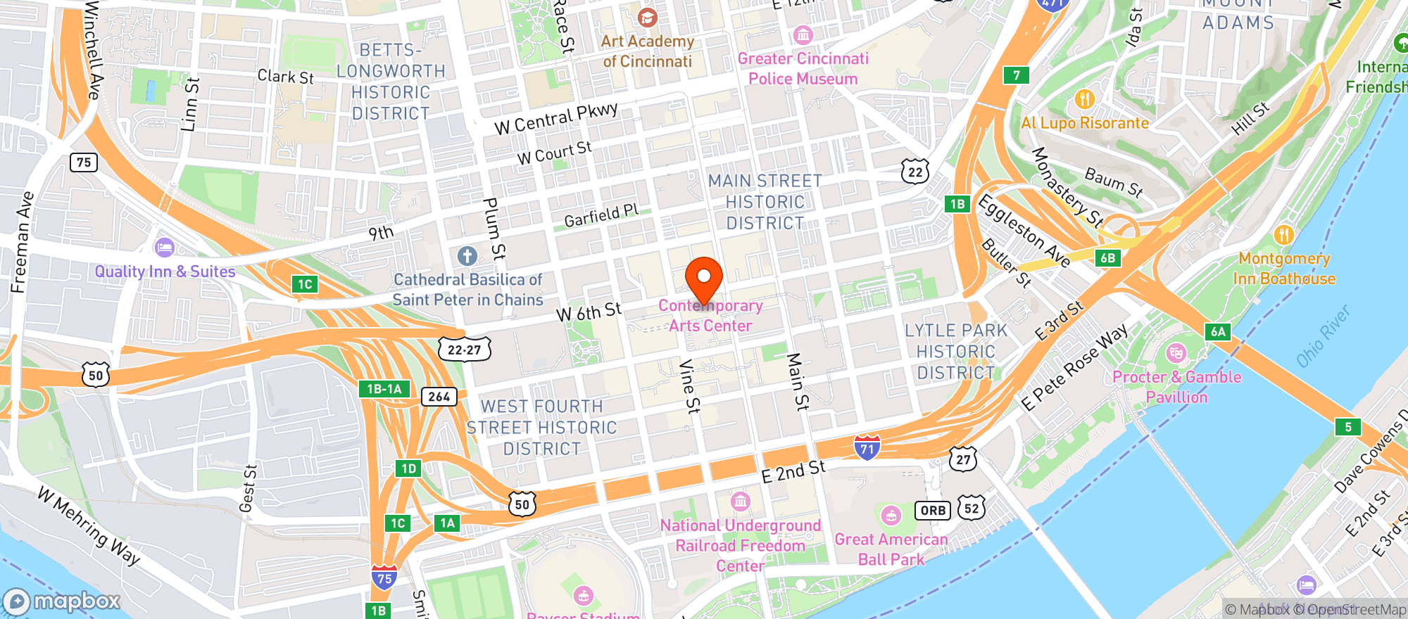 Map showing Bru Burger Bar