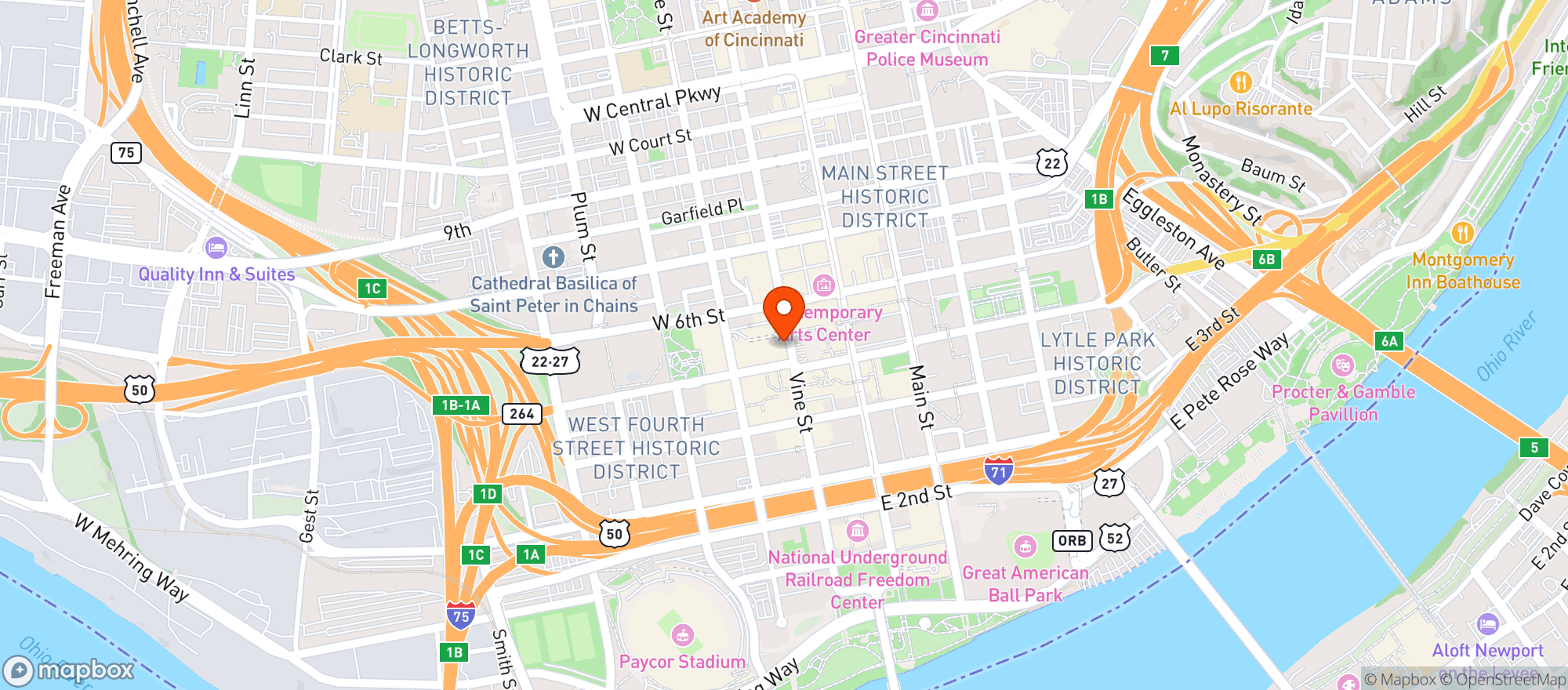 Map showing Jeff Rubys Steakhouse