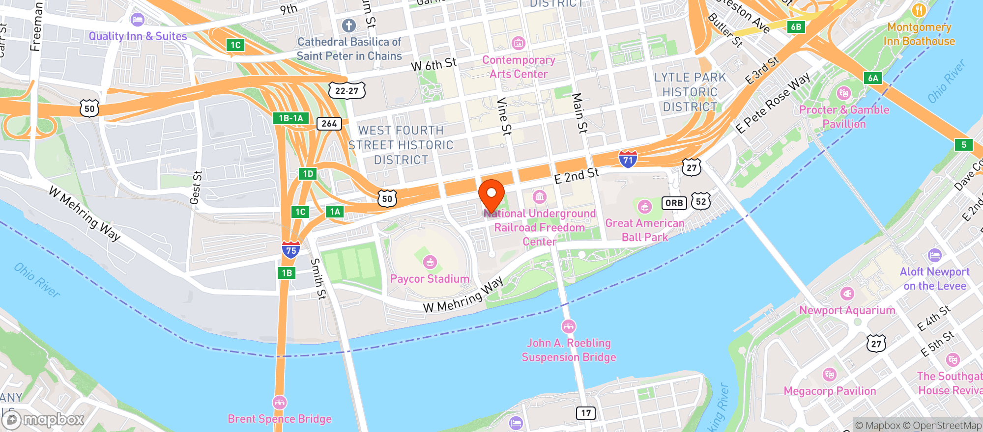 Map showing E & O Kitchen At The Banks
