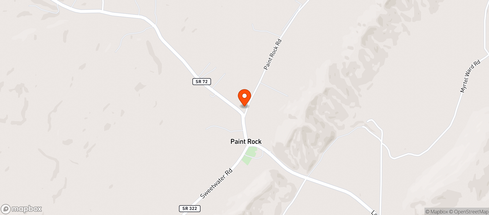 Map showing Paint Rock Grocery