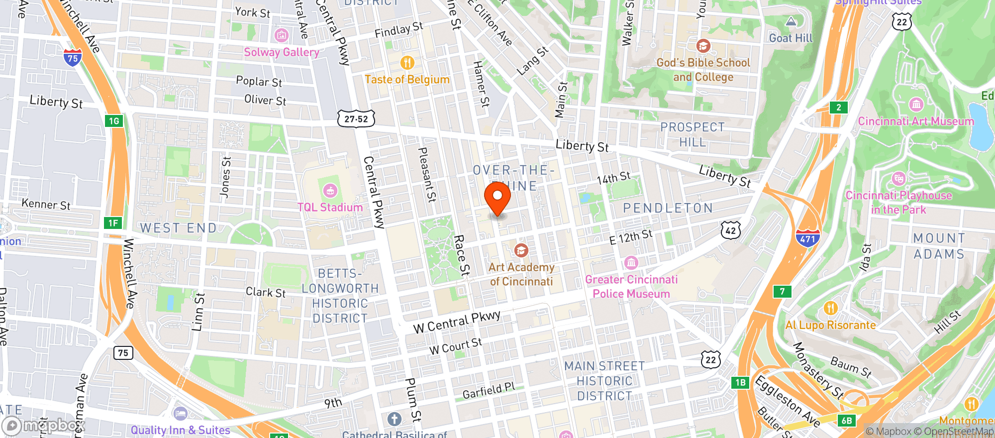 Map showing Five on Vine