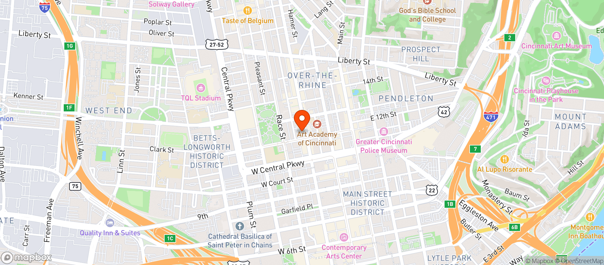 Map showing Kruegers Tavern