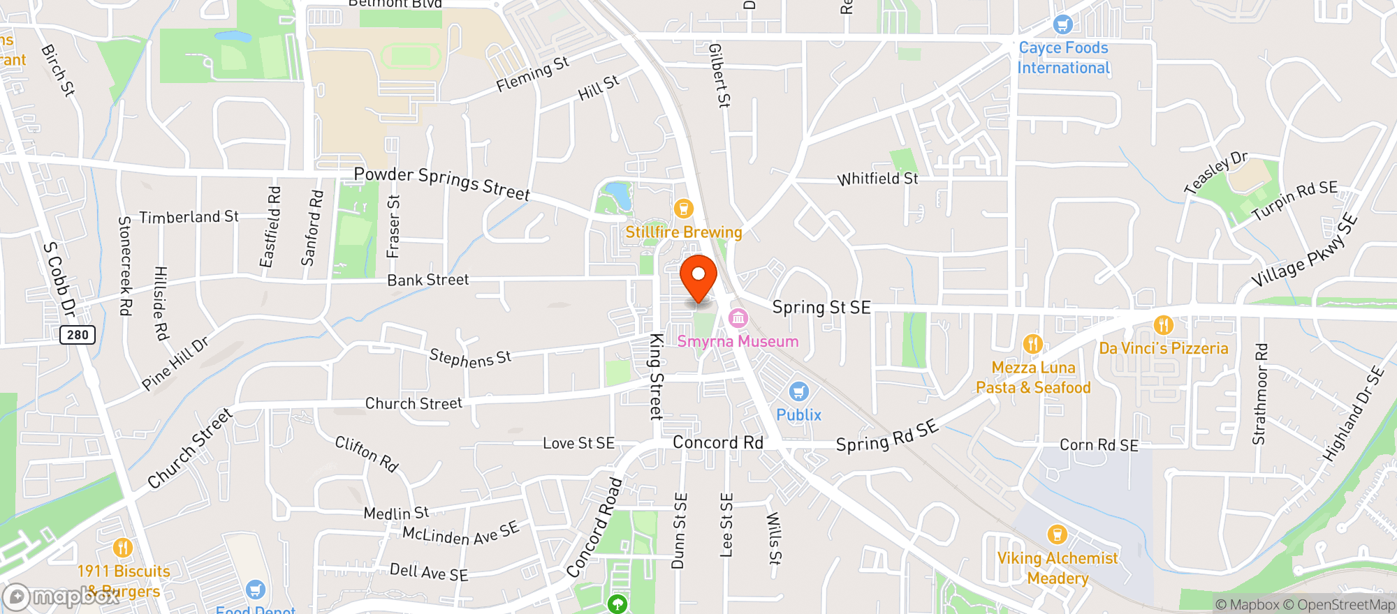 Map showing Smyrna Beer Market