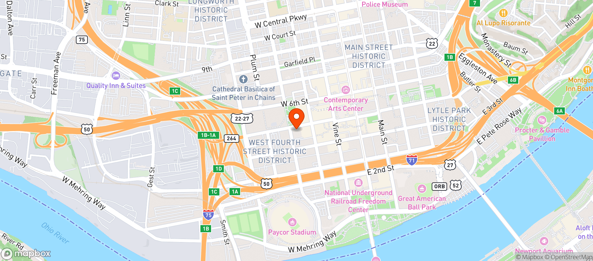 Map showing Hyatt Regency #cinci