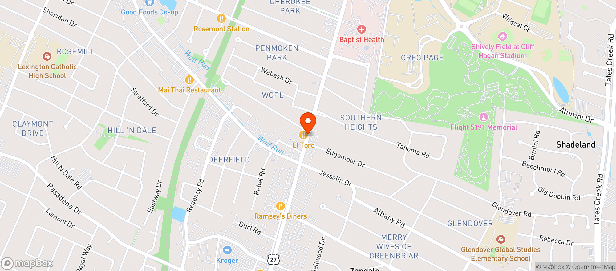 Map showing El Toro Cantina & Grill