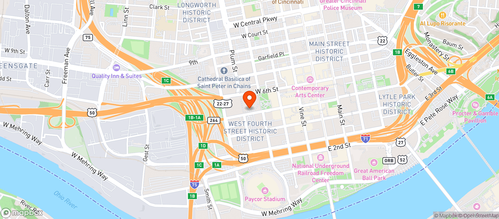 Map showing Duke Energy Center
