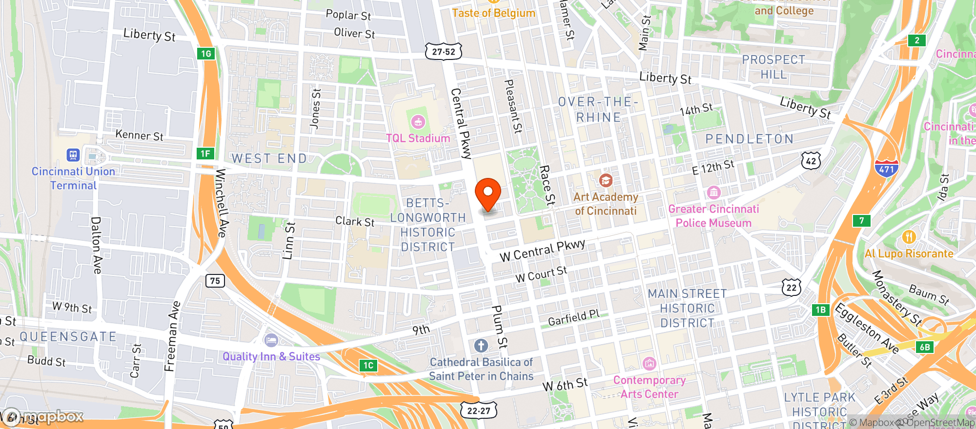 Map showing Queen City Radio