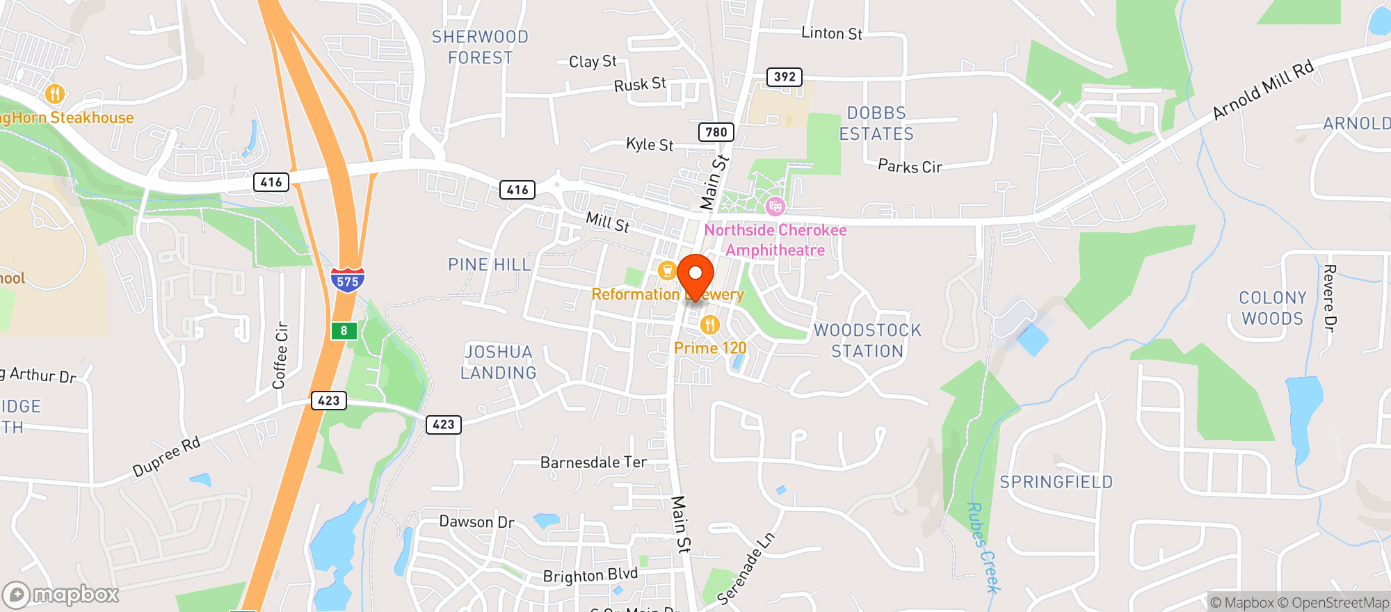 Map showing Century House Tavern